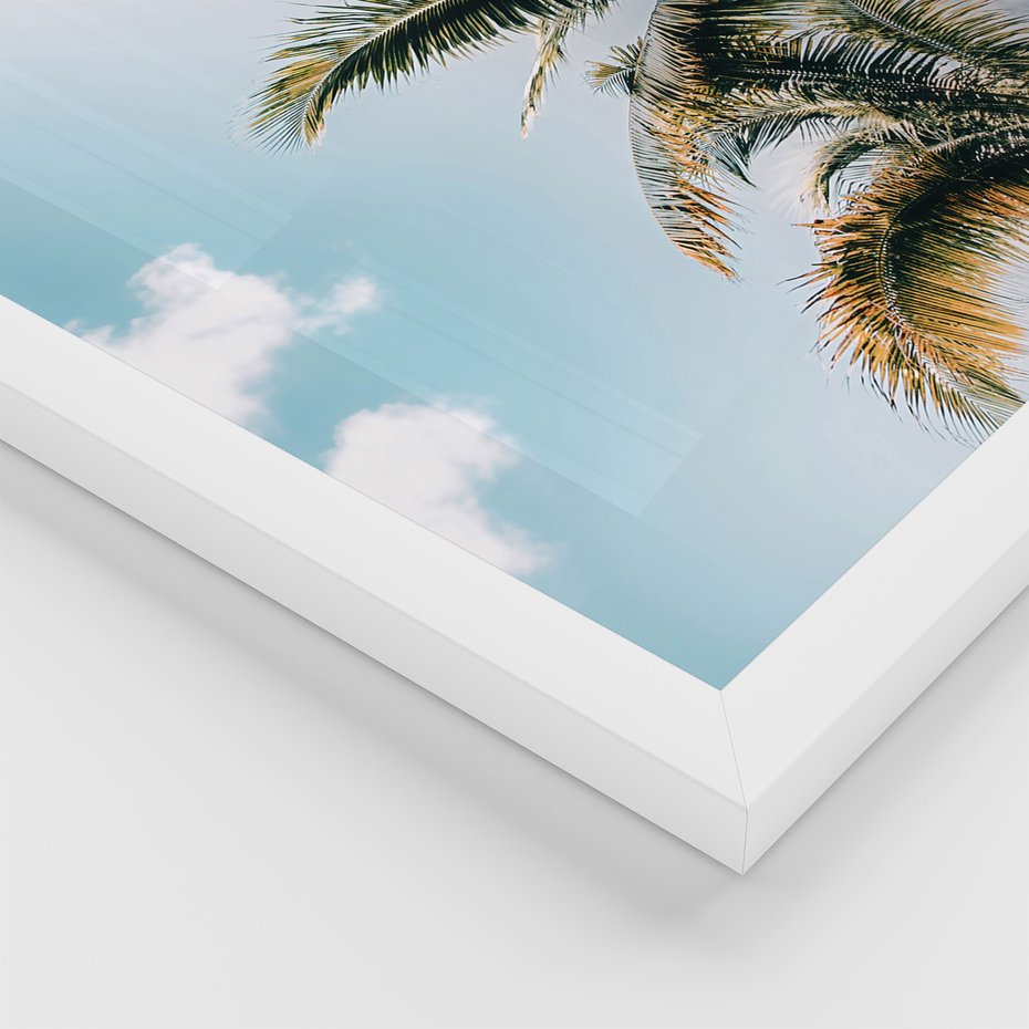 Zestaw obrazy w ramie 50x70 galeria - Tropikalna, plaża, morze, palmy - rama biała