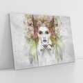 Obraz na płótnie 120x80 - Abstrakcyjna Ekspresja - Twarz w Kwiatowym Wirze - abstrakcja, twarz