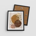 Plakat w ramie 40x50 - Taniec Przenikających Odbić - abstrakcyjny obraz, złote liście palmy - rama czarna