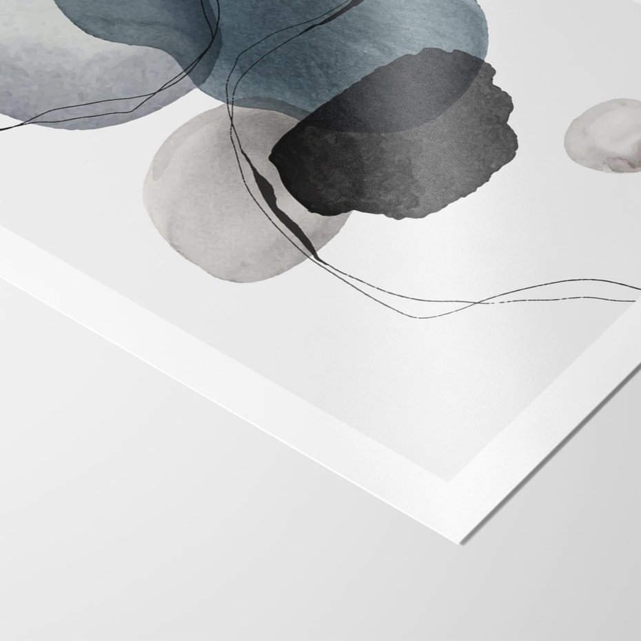 Plakat bez ramy 30x40 - Wibracje Kształtów - abstrakcyjne plamy akwarelowe, czarny szkic