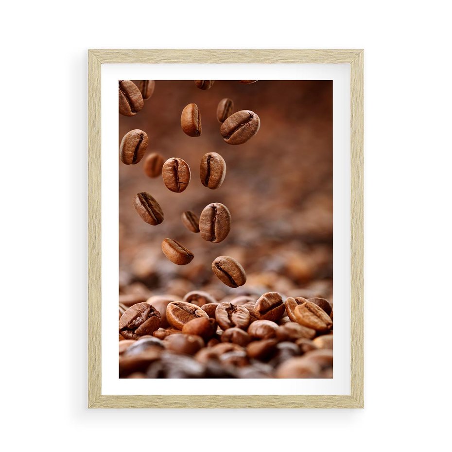 Plakat w ramie 50x70 - Kawiarniana atmosfera kawy - kawa, kawiarnia - rama drewno