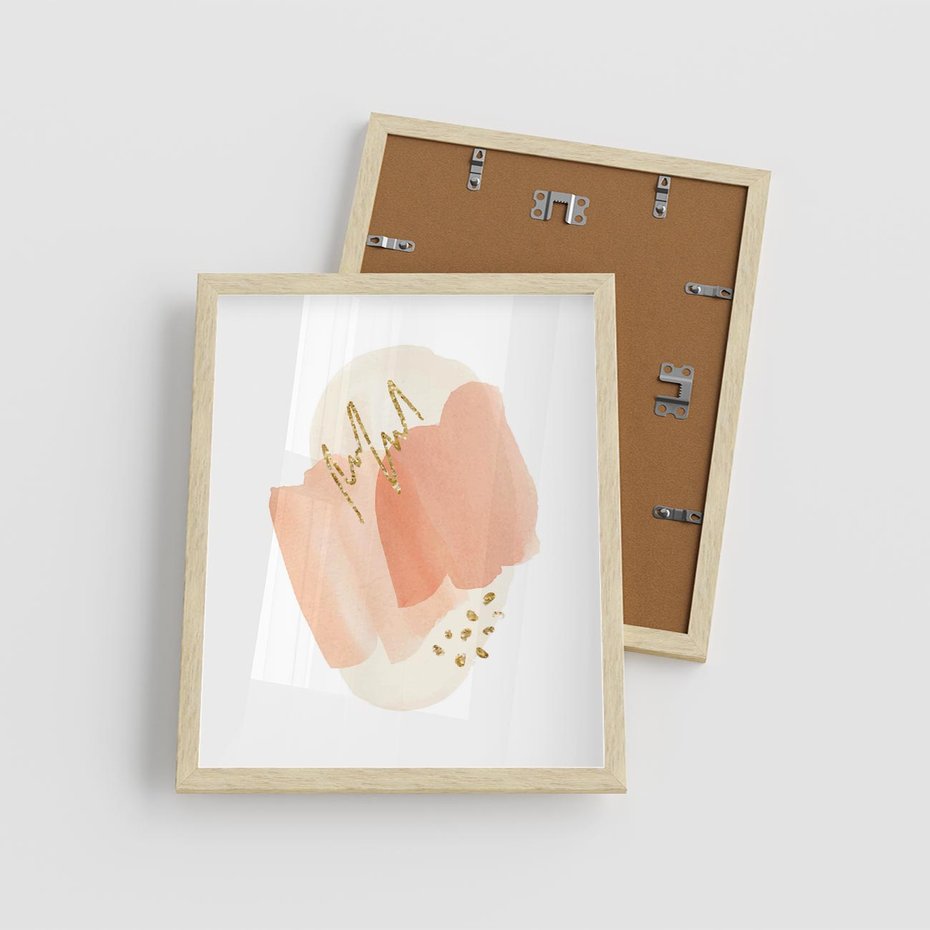 Plakat w ramie 40x50 - Rozbijające Plamy - abstrakcyjne akwarelowe plamy, minimalizm - rama drewno