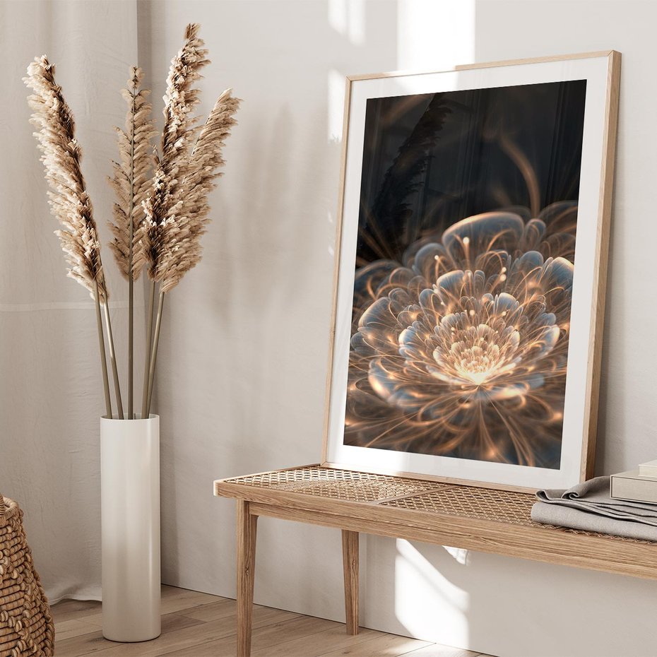Plakat w ramie 50x70 - Nowoczesny Kwiat - kwiat, nowoczesny - rama drewno
