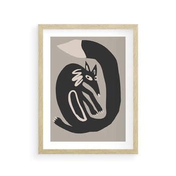 Plakat w ramie 50x70 - Migotliwe Echa Skandynawii - skandynawska sztuka, lis - rama drewno