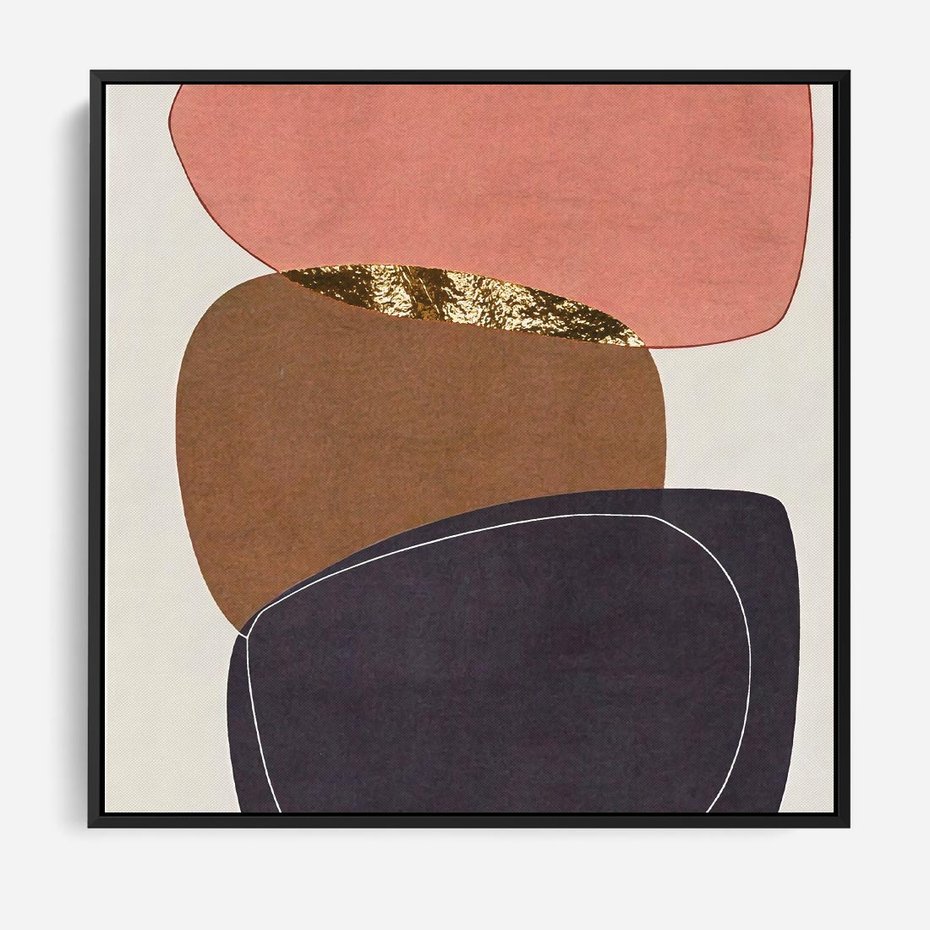 Obraz w ramie 50x50 - Rozkwitające Przenikające Formy - abstrakcyjny obraz, geometryczne formy - rama czarna