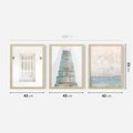 Zestaw obrazy w ramie 40x50 galeria - Turkus, Grecja, schody, okiennice - rama drewno