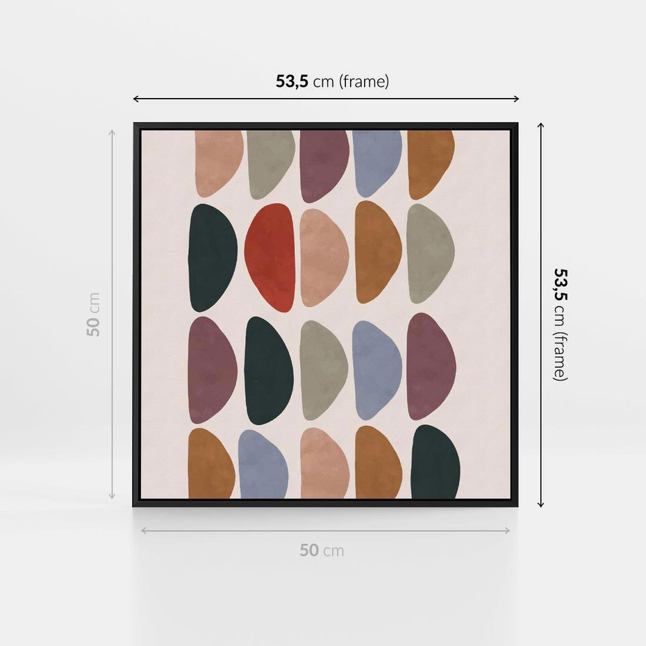 Obraz w ramie 50x50 - Granice Boho - abstrakcyjny obraz, geometryczna kompozycja - rama czarna