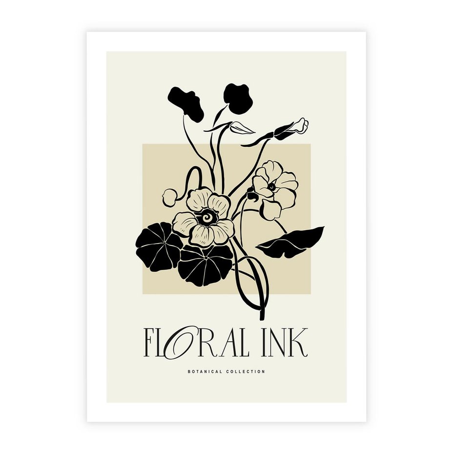 Plakat bez ramy 30x40 - Podróż linii kwiatowego czasu - kwiaty, typografia