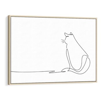 Obraz w ramie 70x50 - Koci Szkic - szkic, line art - rama drewno