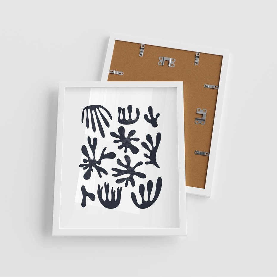 Plakat w ramie 40x50 - Rozmyte Granice Wspomnień - inspiracja mattise, abstrakcja - rama biała