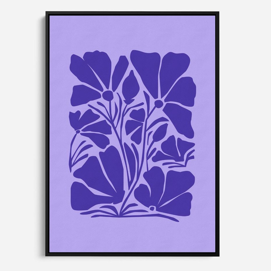 Obraz w ramie 50x70 - Migocące Boho Wibracje - kwiaty, energetyczne fioletowe tło - rama czarna