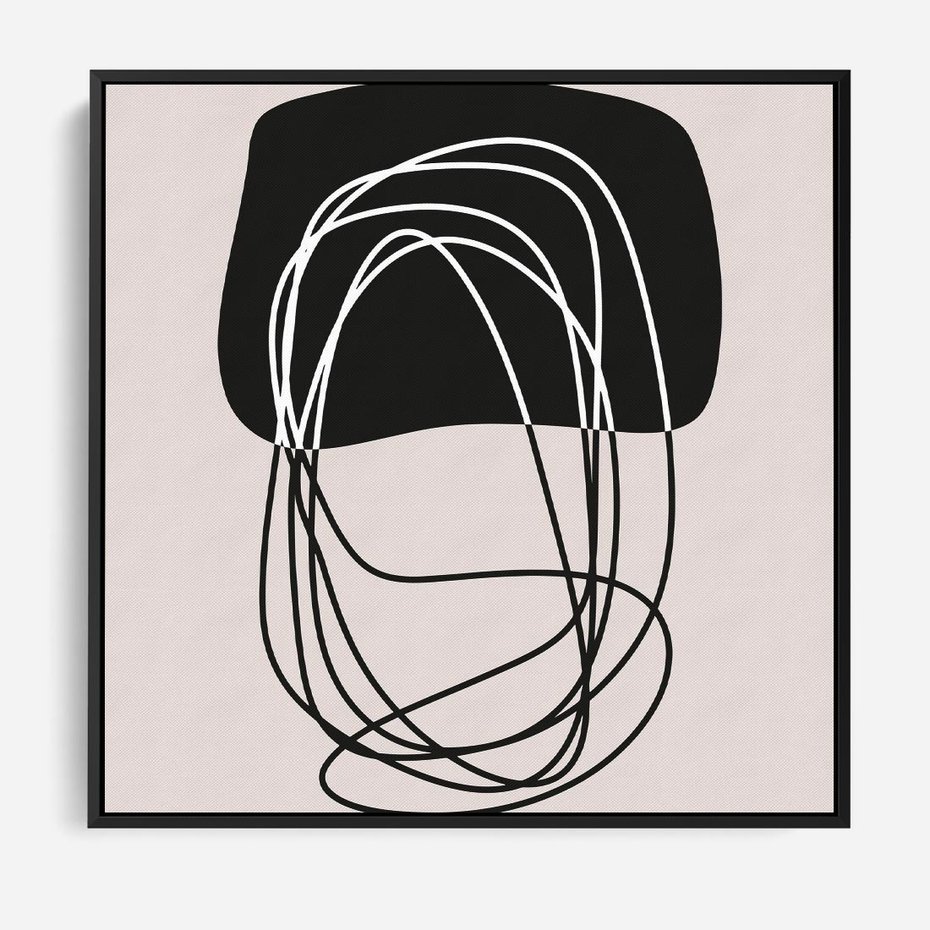 Obraz w ramie 50x50 - Strukturalne Kontrasty - abstrakcyjne szkicowane linie, minimalizm - rama czarna