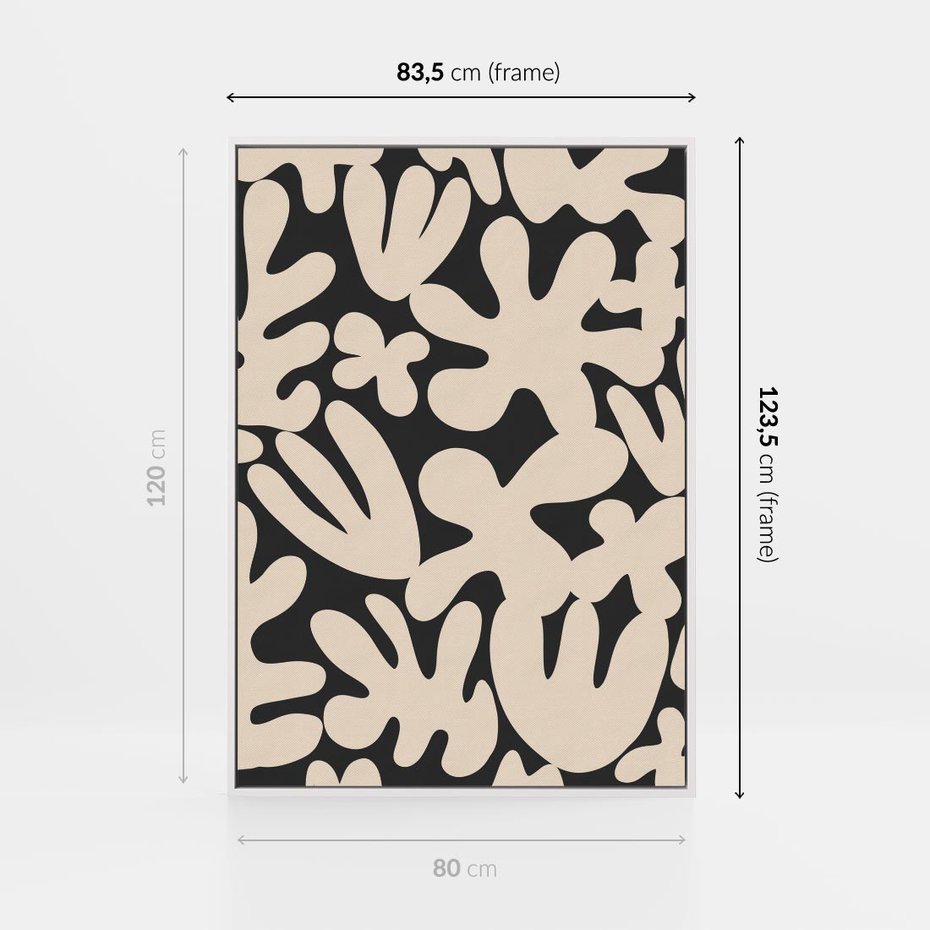 Obraz w ramie 80x120 - Księga Ukrytych Widoków - abstrakcyjne czarno białe formy, minimalizm - rama biała