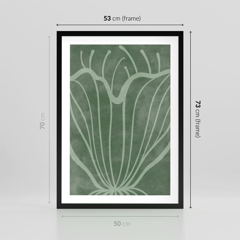 Plakat w ramie 50x70 - Zieleń Kształtująca Spokój - zielony plakat, roślinne inspiracje - rama czarna