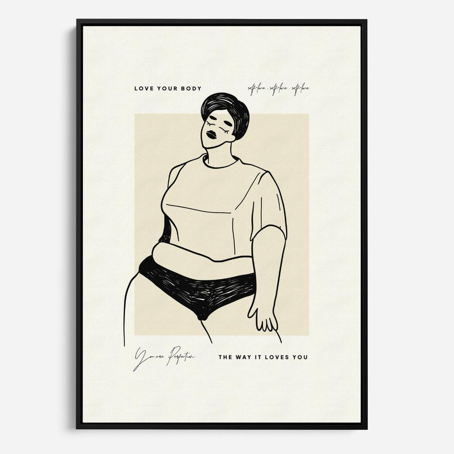 Obraz w ramie 50x70 - Elegancja Kobiecej Formy - nowoczesna sztuka kobieca, plakat - rama czarna