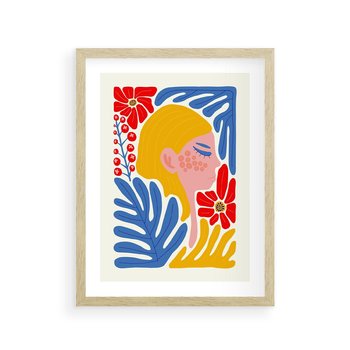 Plakat w ramie 50x70 - Kolorowe Rytmy - kobieca sztuka, abstrakcja - rama drewno