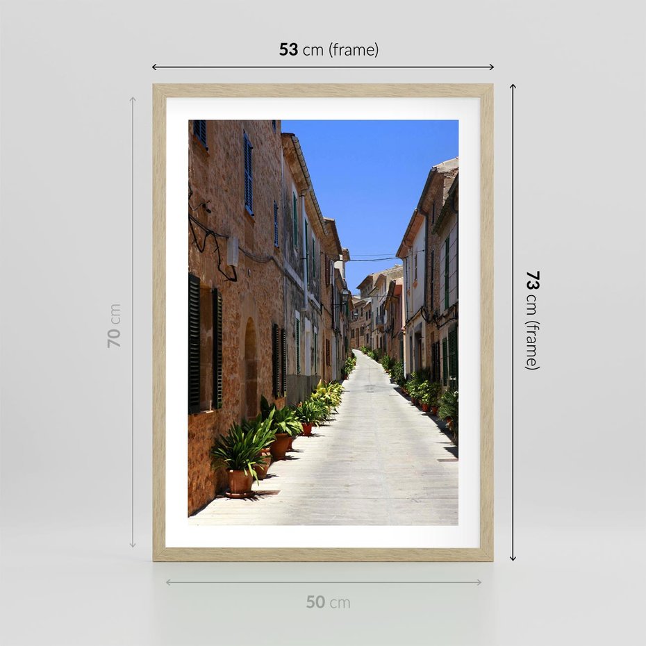 Plakat w ramie 50x70 - Urok uliczki: perspektywa miasta - uliczka, perspektywa - rama drewno