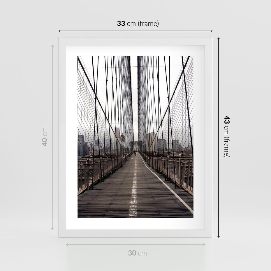 Plakat w ramie 30x40 - Nowoczesna Linia - most, nowoczesna - rama biała