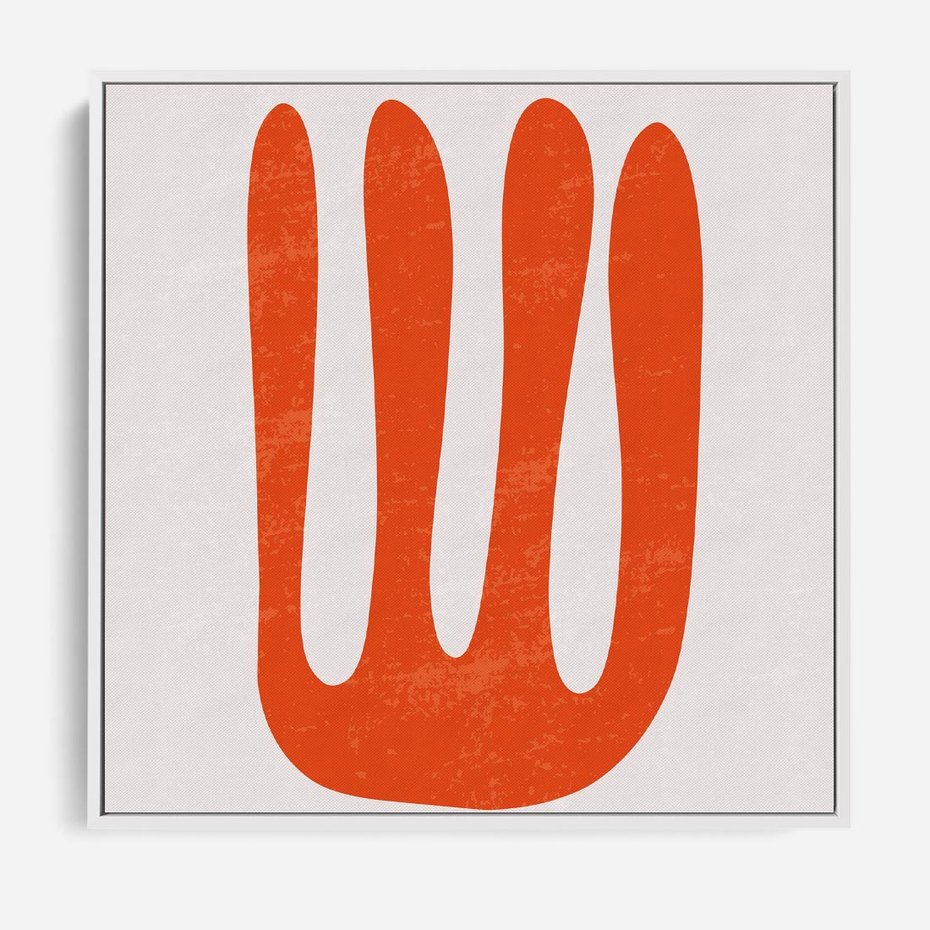 Obraz w ramie 80x80 - Eksploracja Nowego Światła - abstrakcyjna pomarańczowa forma, minimalizm - rama biała