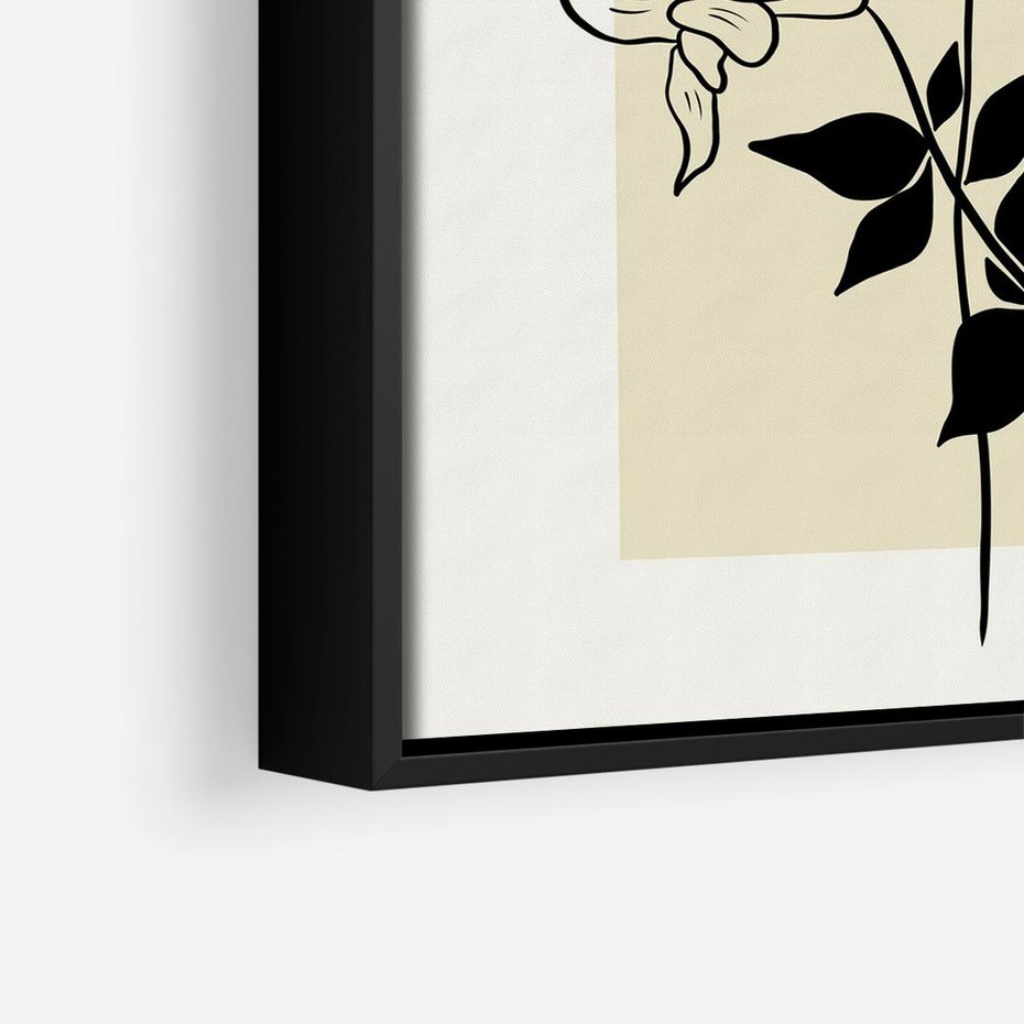 Obraz w ramie 50x50 - Malowane szkicowe tęsknoty - kwiaty, typografia - rama czarna