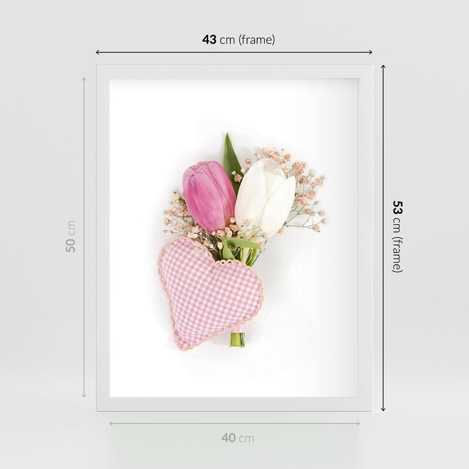 Plakat w ramie 40x50 - Kolorowa Harmonia - kwiaty, bukiet - rama biała