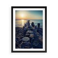 Plakat w ramie 50x70 - Zachód Słońca nad Morzem - morze, zachód - rama czarna
