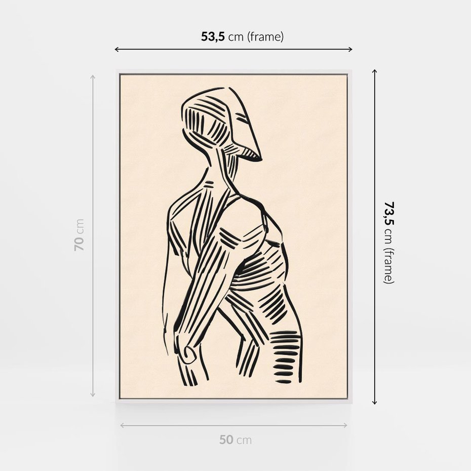 Obraz w ramie 50x70 - Eksploracja Wizualna - szkic, czarno biały - rama biała