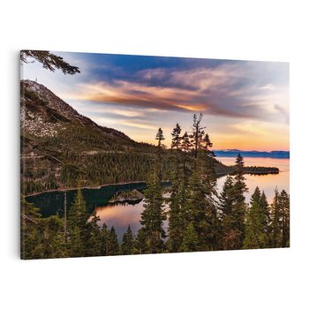 Obraz na płótnie 100x70 - Jezioro w lesie spokój natury - jezioro, las