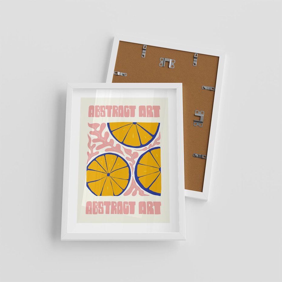 Plakat w ramie 30x40 - Podróżne Wizje - typografia, cytryny - rama biała