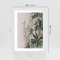 Plakat w ramie 30x40 - Egzotyczna Kompozycja - liście, rośliny tropikalne na tle ściany - rama biała
