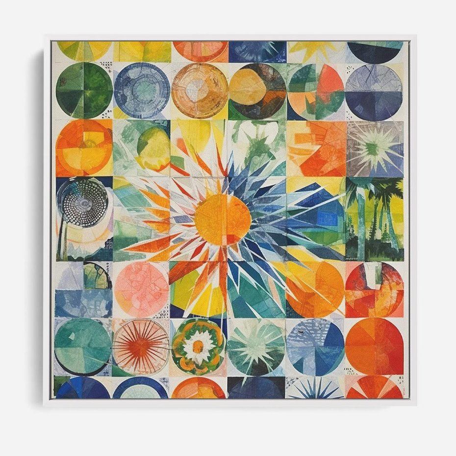 Obraz w ramie 50x50 - Rozkwitające Wzory Abstrakcji - abstrakcyjny obraz, mnogość kolorów - rama biała