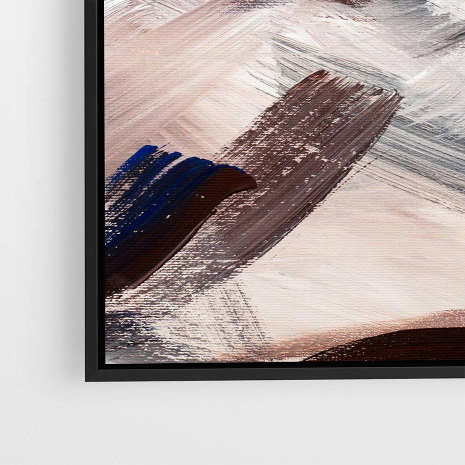 Obraz w ramie 50x50 - Eksploracja Dramaturgii - abstrakcyjny chaos, chatyczne maźnięcia pędzla - rama czarna