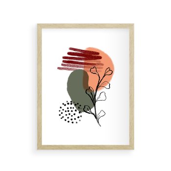 Plakat w ramie 30x40 - Przenikające Widzenia - abstrakcyjna sztuka, liście - rama drewno