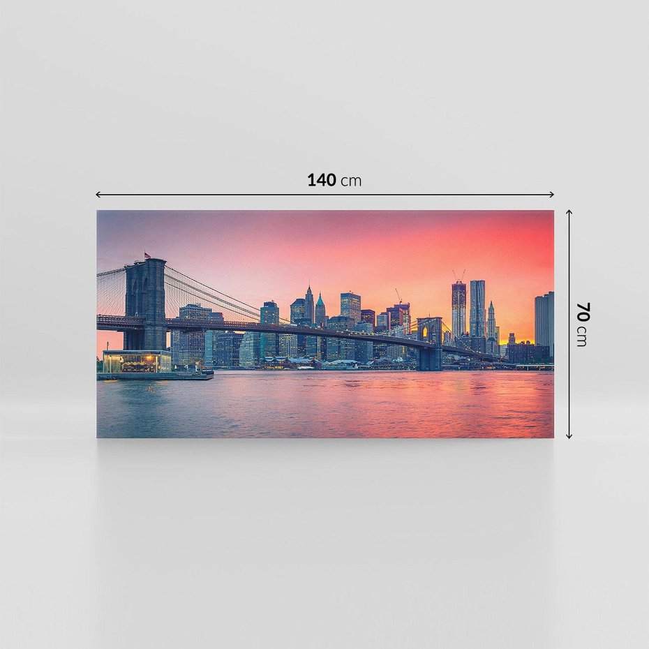 Obraz na płótnie 140x70 - Zachód słońca na moście w Nowym Jorku - zachód, słońca