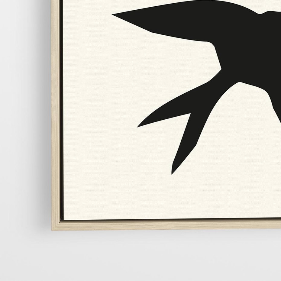 Obraz w ramie 50x50 - Kreatywne Echa - jaskółki, minimalizm - rama drewno