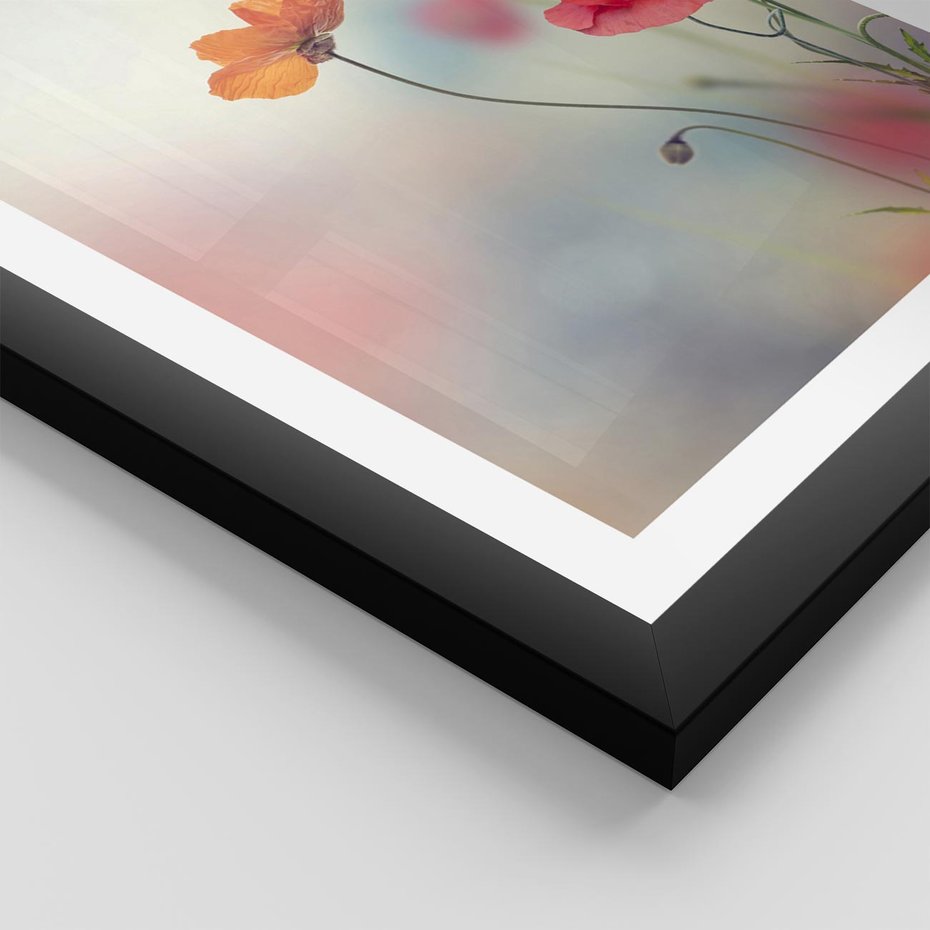 Plakat w ramie 40x50 - Urok natury - kwiaty, akwarela - rama czarna