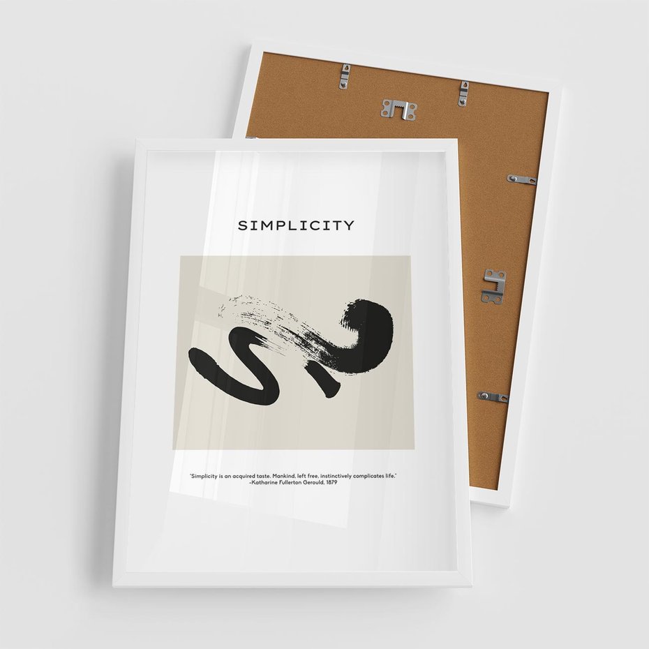 Plakat w ramie 50x70 - Prostota w kształcie - abstrakcja, maźnięcie farbą - rama biała