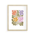 Plakat w ramie 30x40 - Rozplątane Wizje - abstrakcyjne kolorowe kwiaty, minimlizm - rama drewno
