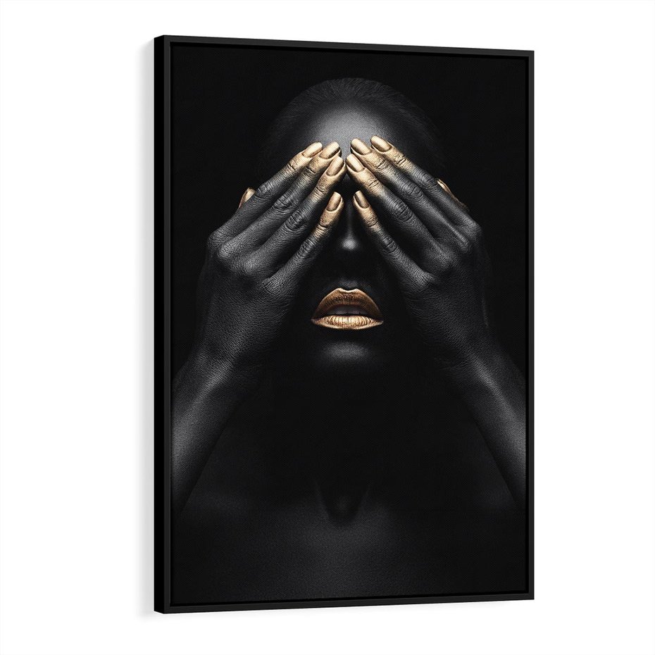 Obraz w ramie 70x100 - Złote Usta wyjątkowa subtelność - złote usta, złote palce - rama czarna