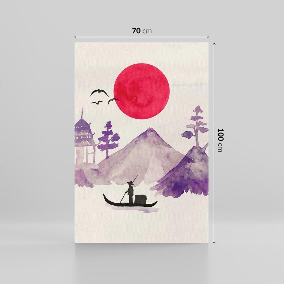 Obraz na płótnie 70x100 - Odbicie Słońca - japońska sztuka, akwarela