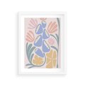 Plakat w ramie 30x40 - Minimalistycznie i Pastelowo - pastelowe kwiaty, na beżowym tle - rama biała