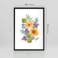 Plakat w ramie 50x70 - Kwiatowe Inspiracje - akwarelowe polne kwiaty, minimalistyczny plakat - rama czarna