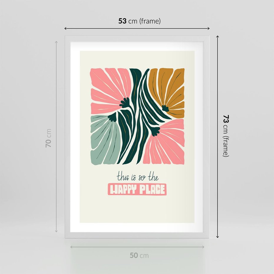 Plakat w ramie 50x70 - Impresje kwiatowej abstrakcji - retro kwiatowa grafika, kompozycja - rama biała