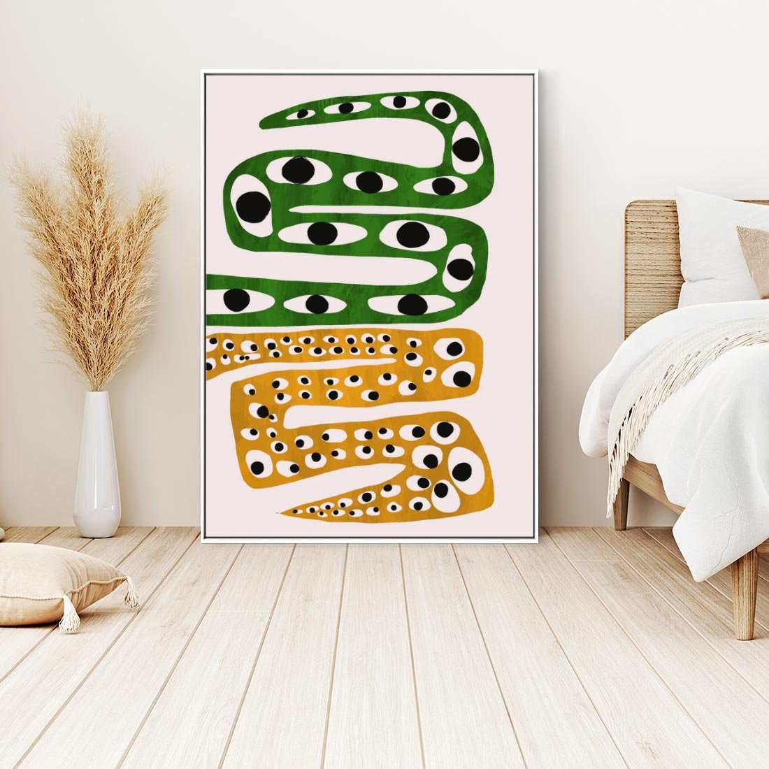 Obraz w ramie 50x70 - Mroczne Wypaczenia - abstrakcyjny obraz, dziwne kształty - rama biała