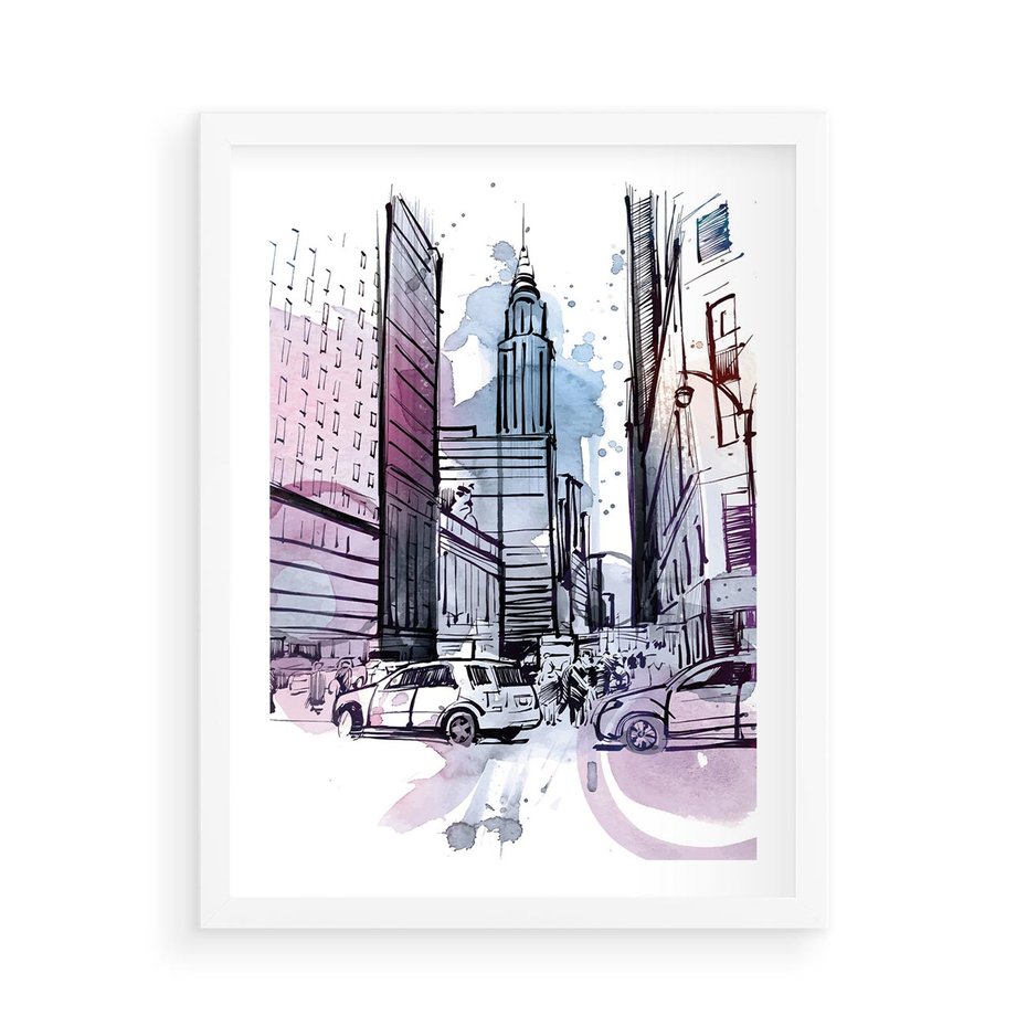 Plakat w ramie 50x70 - Miasto ożywione pulsującym życiem - szkocja, miasto - rama biała