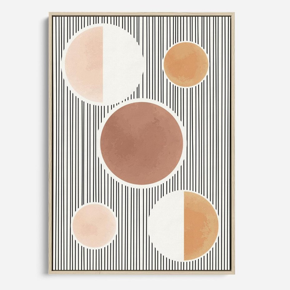 Obraz w ramie 80x120 - Rozplątane Granice - abstrakacyjna nowoczesna sztuka, koła okręgi - rama drewno