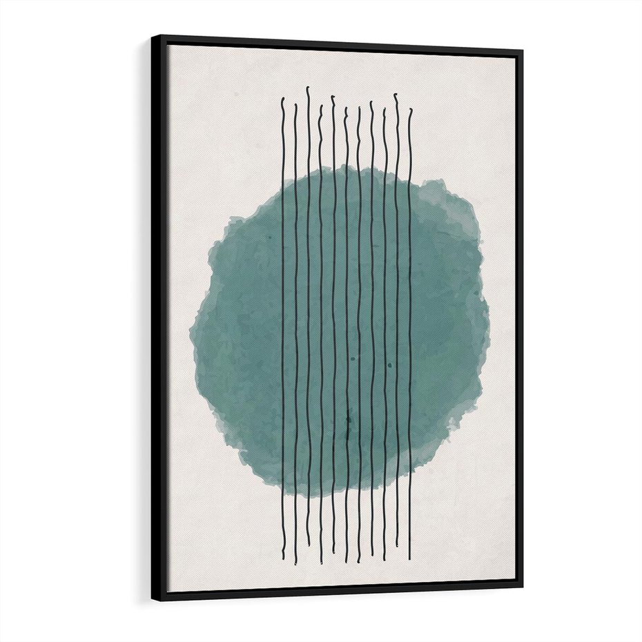 Obraz w ramie 70x100 - Podróżne Inspiracje - abstrakcyjna akwarelowa plama, nieregularne kreski - rama czarna