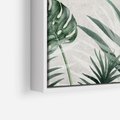 Obraz w ramie 50x50 - Tropikalne Akwarele - tropikalne liście, akwarela - rama biała