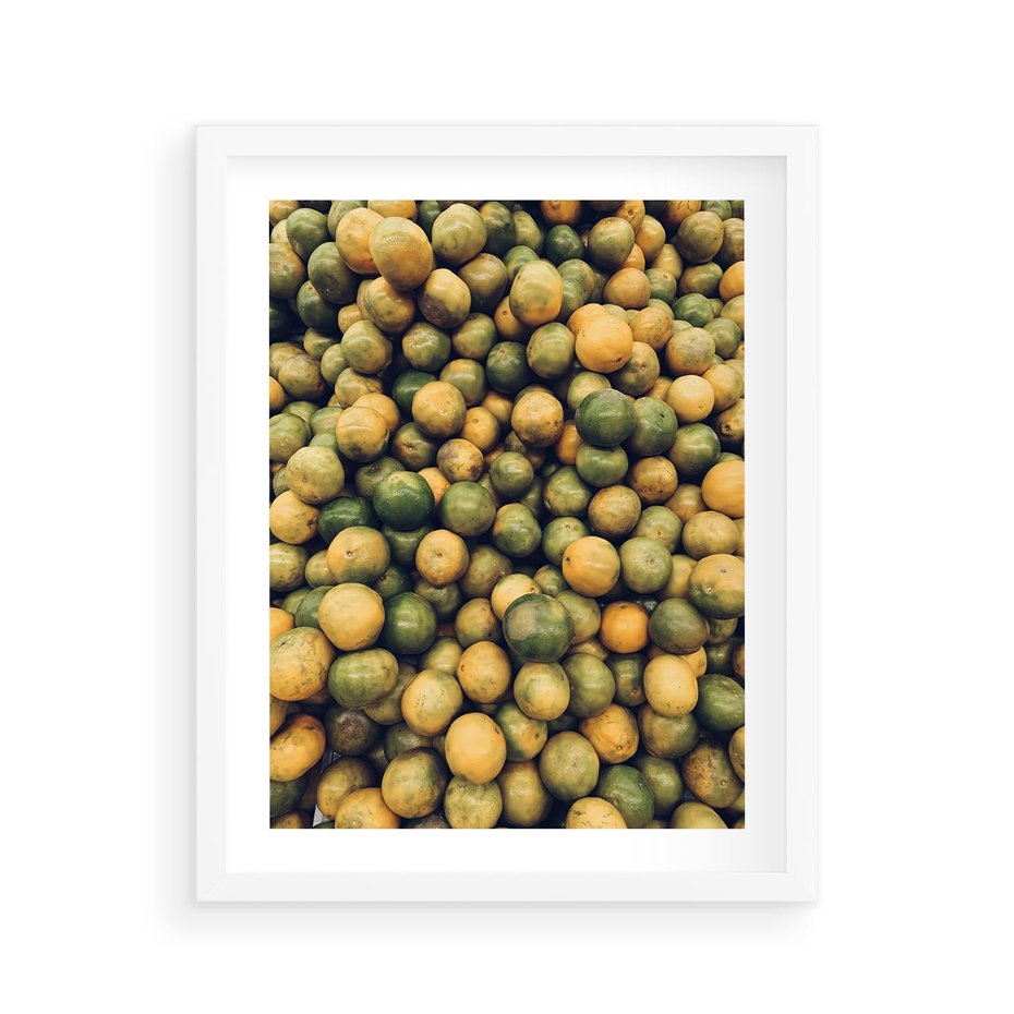 Plakat w ramie 40x50 - Świeżość Cytrusów - cytryny, limonki - rama biała