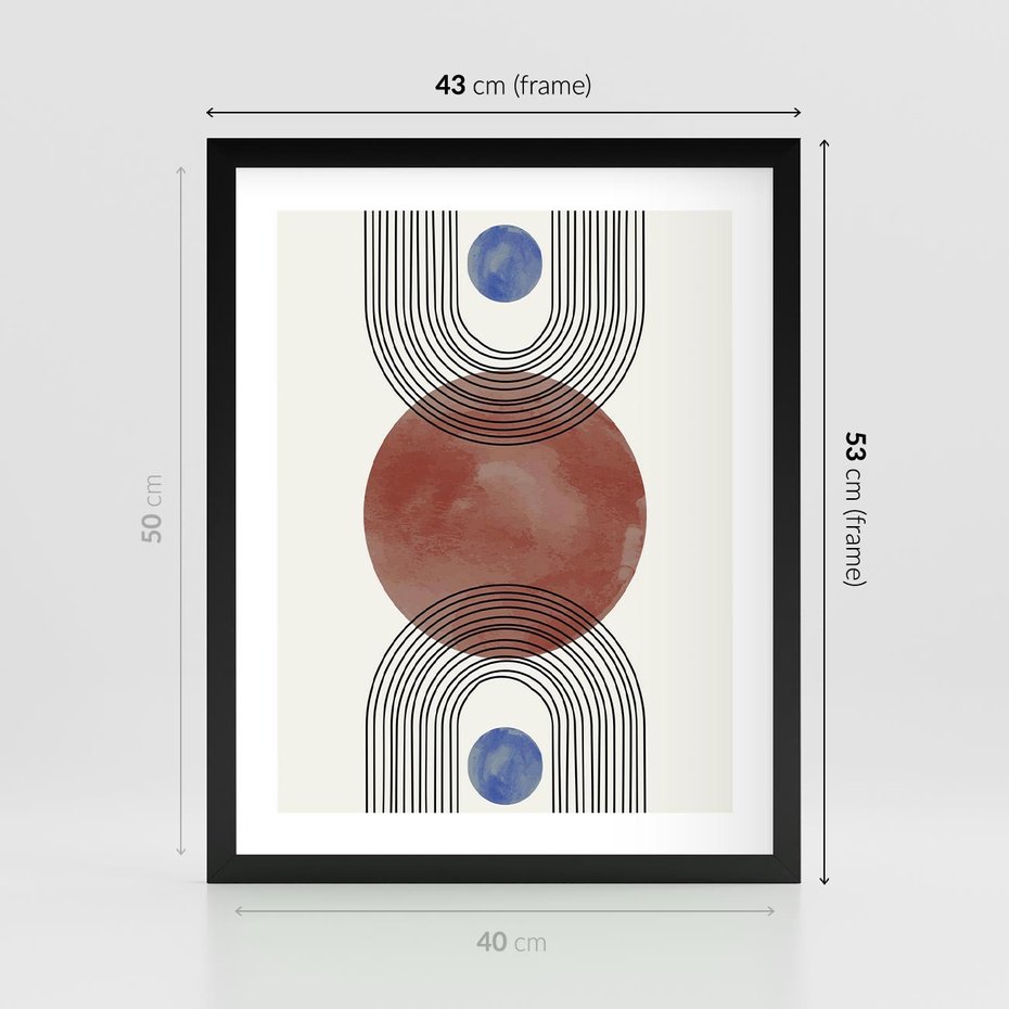 Plakat w ramie 40x50 - Księga Impulsów - nowoczesny plakat, styl midcentury - rama czarna